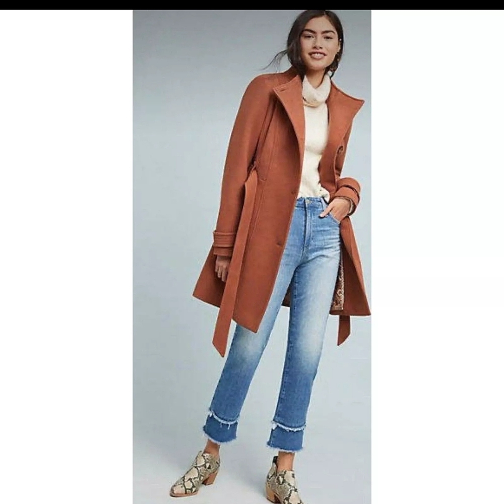 Anthropologie Cartonnier Louisa Toated Toffee peacoat Sz 2